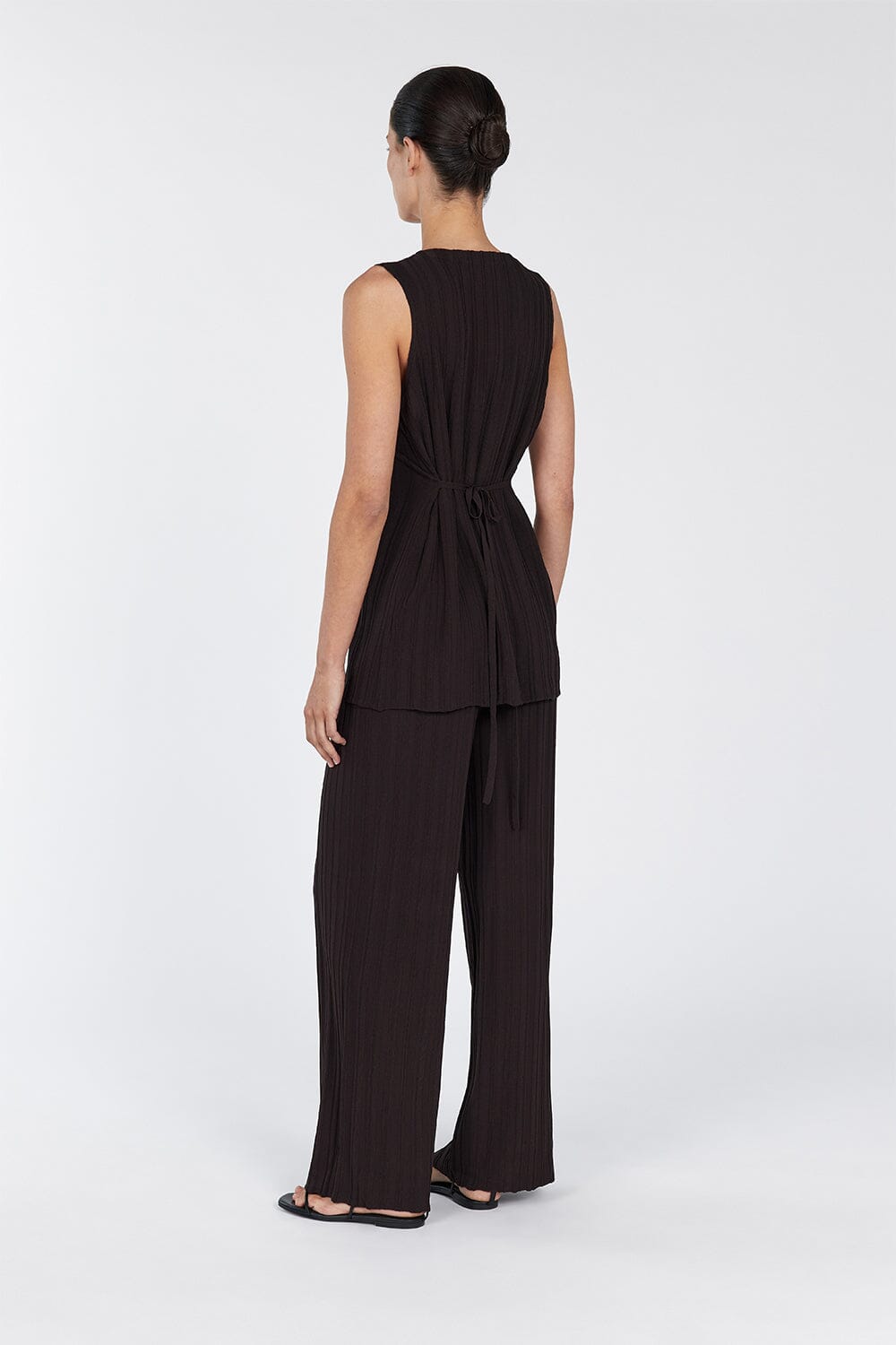SYLVIA BITTER CHOC LONGLINE VEST Clothing DISSH Boutiques 