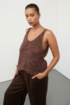 HEIDI CHOC MARLE SCOOP KNIT TANK