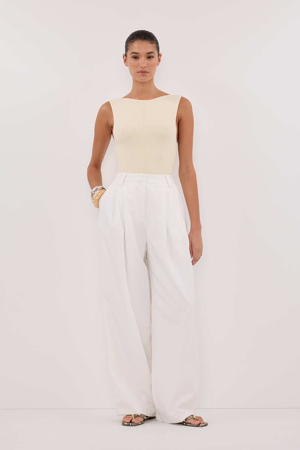 OWEN CREAM BOAT NECK TOP Clothing DISSH Boutiques 