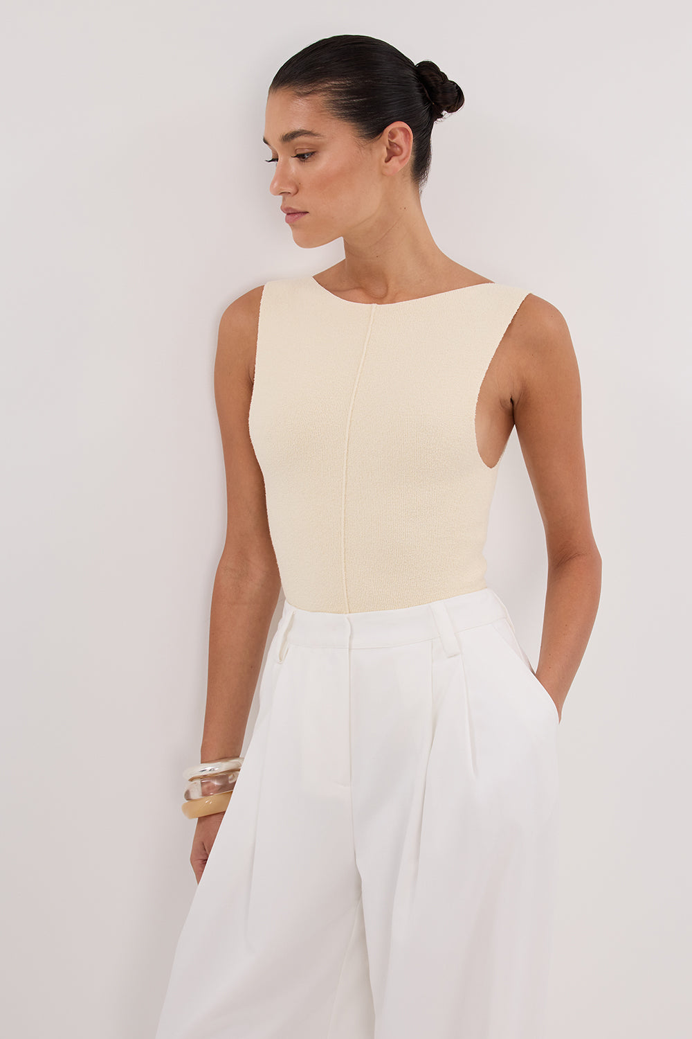 OWEN CREAM BOAT NECK TOP Clothing DISSH Boutiques 