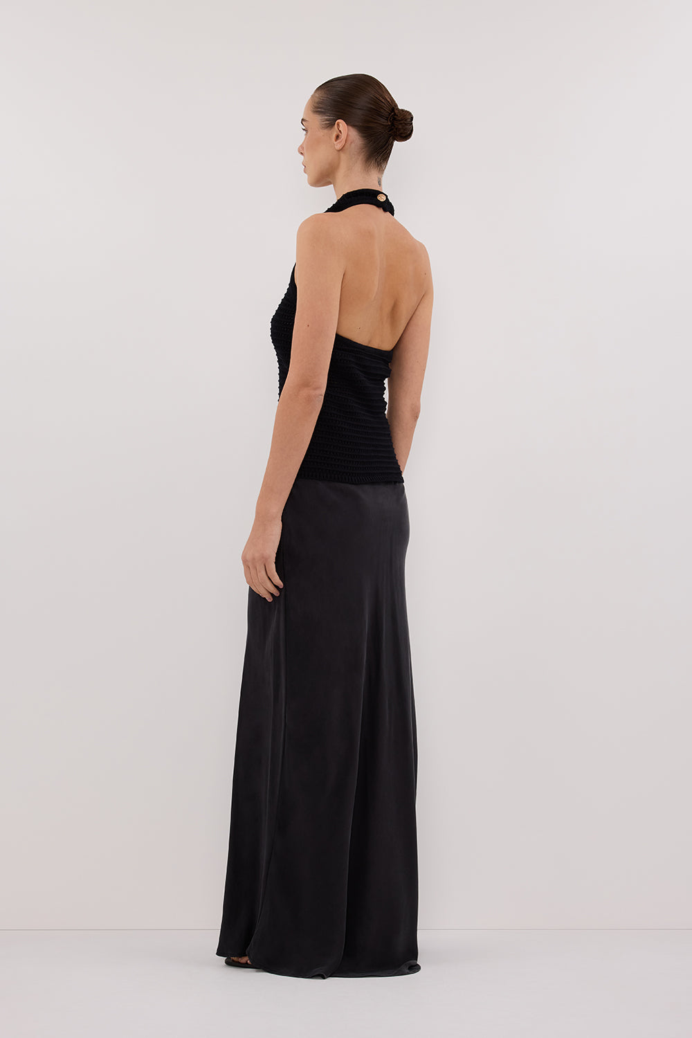 GINA BLACK HALTER CROCHET TOP Clothing DISSH Boutiques 