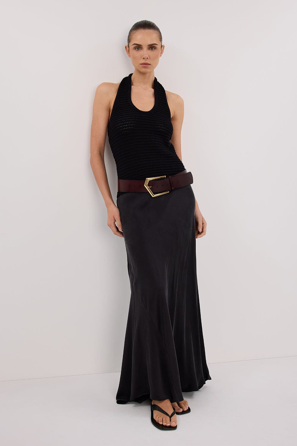 GINA BLACK HALTER CROCHET TOP Clothing DISSH Boutiques 
