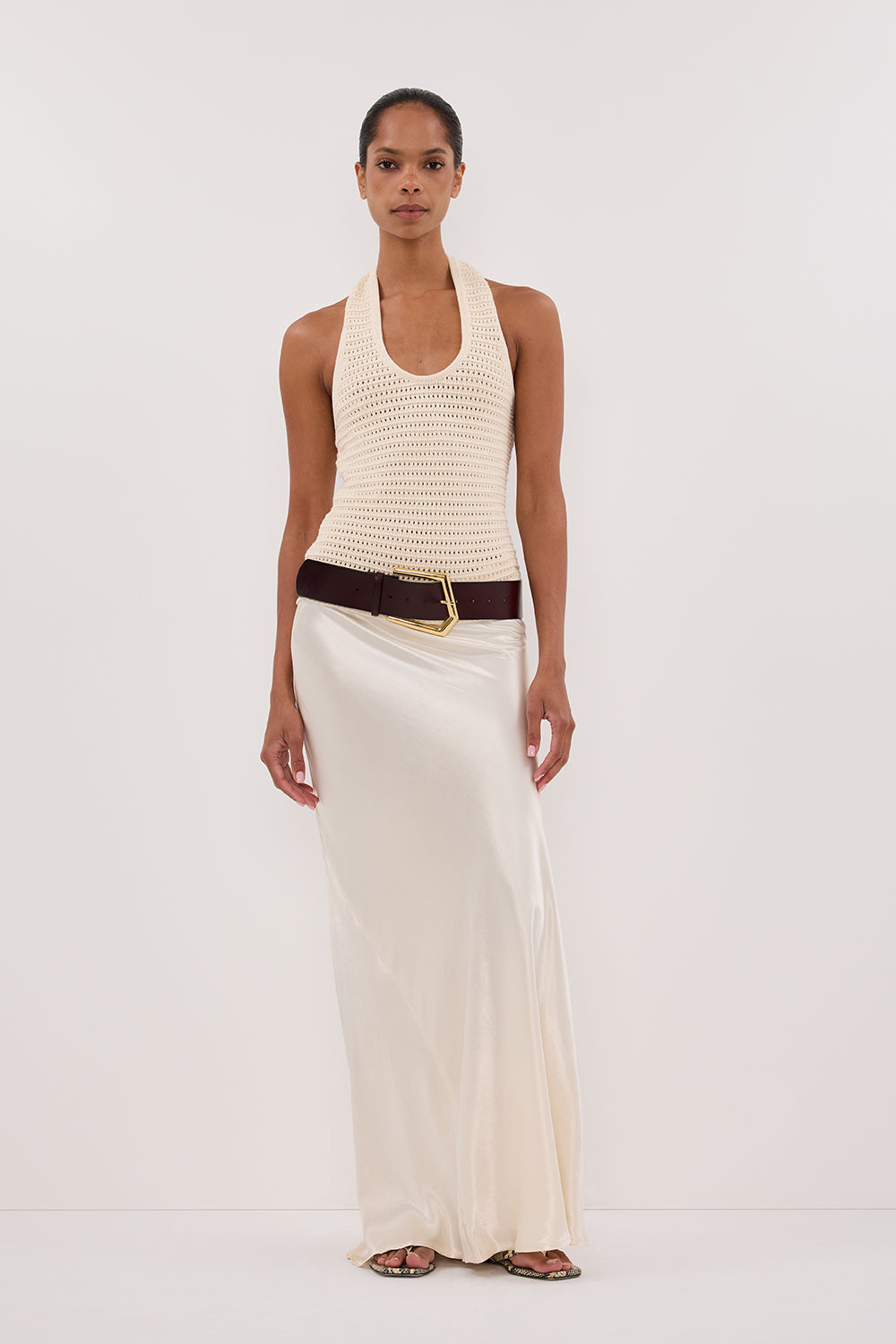 GINA CREAM HALTER CROCHET TOP Clothing DISSH Boutiques XXS CREAM 