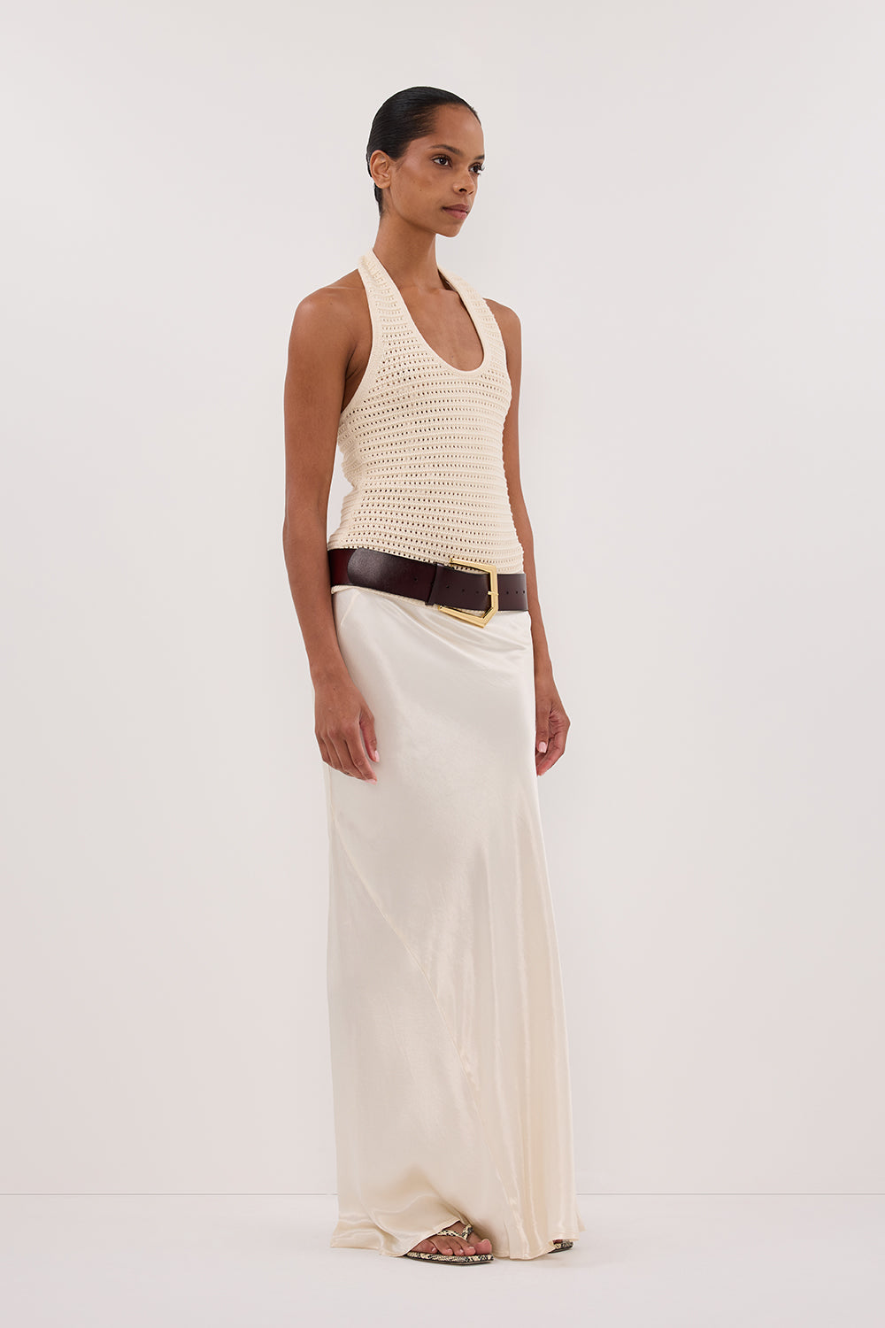 GINA CREAM HALTER CROCHET TOP Clothing DISSH Boutiques 