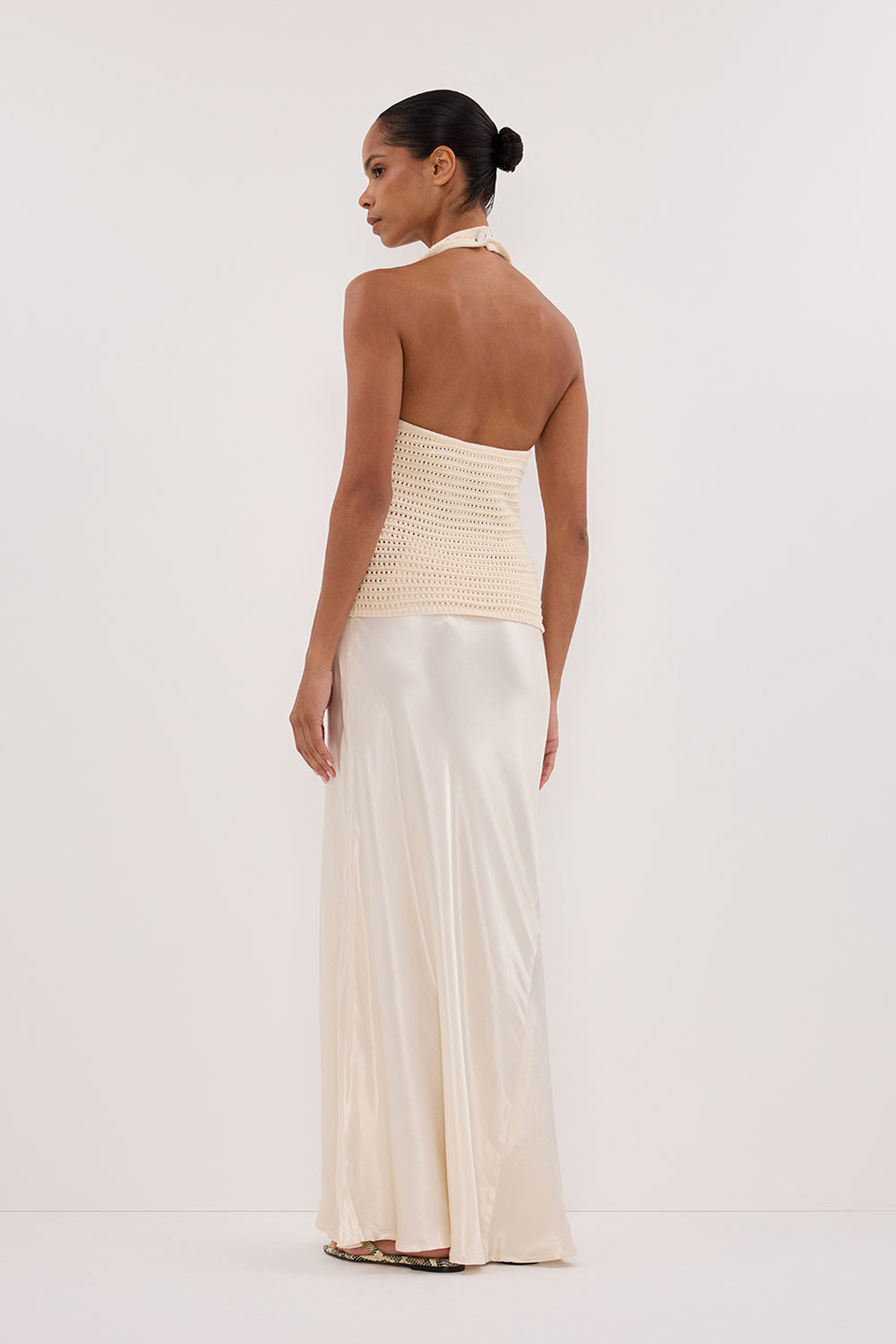 GINA CREAM HALTER CROCHET TOP Clothing DISSH Boutiques 