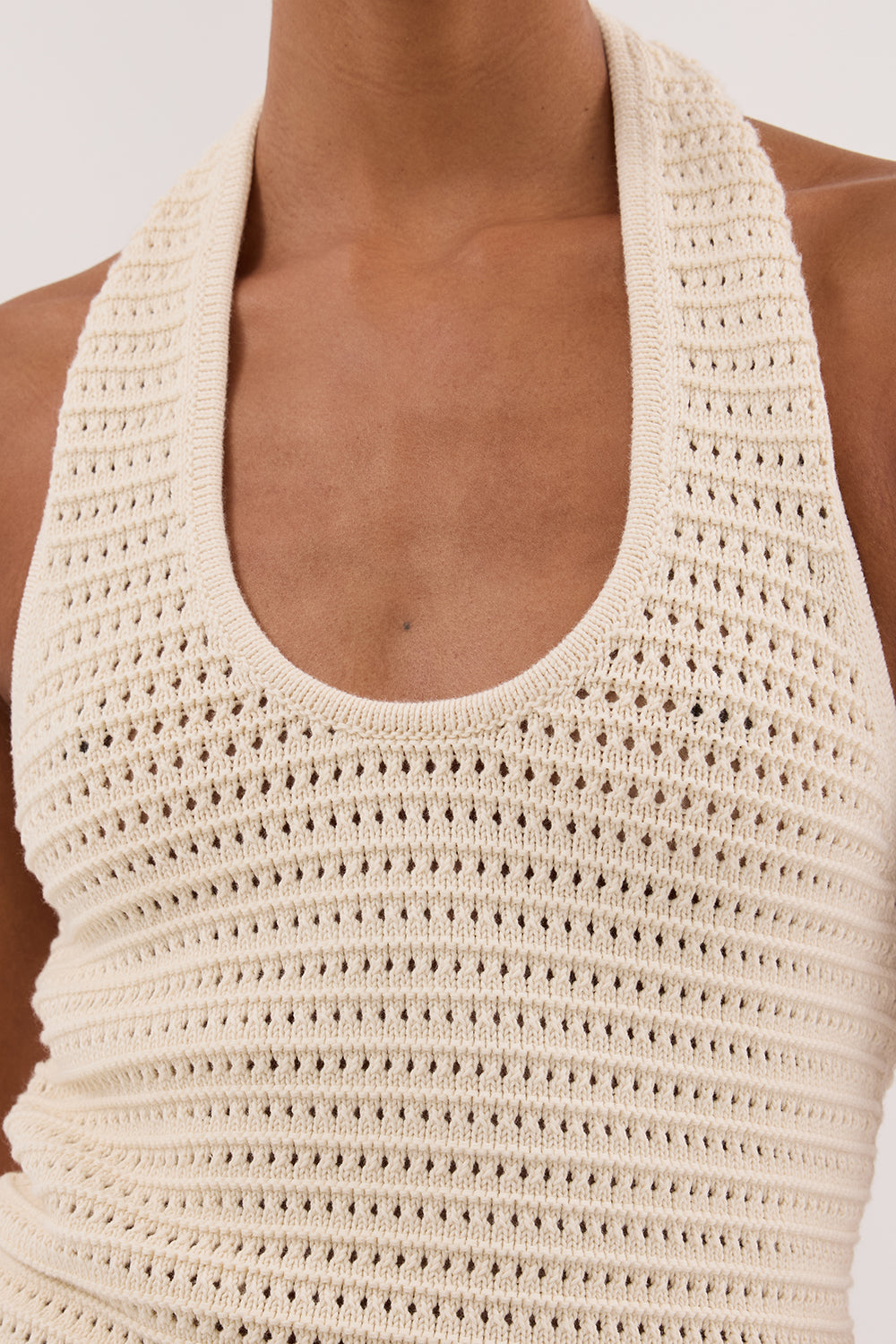 GINA CREAM HALTER CROCHET TOP Clothing DISSH Boutiques 