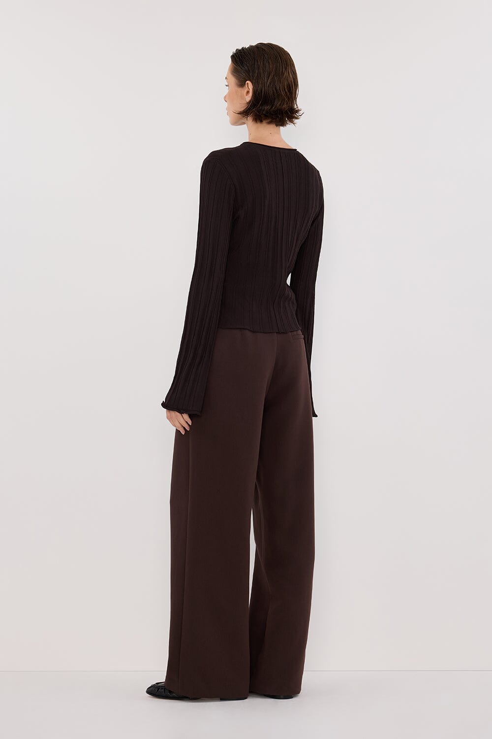 SYLVIA BITTER CHOC CREW KNIT TOP Clothing DISSH Boutiques 
