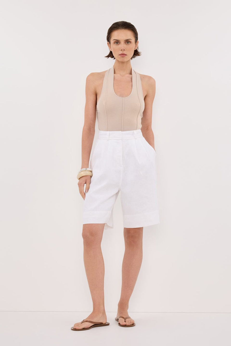 LISS STONE HALTER KNIT TOP Clothing DISSH Boutiques XS STONE 