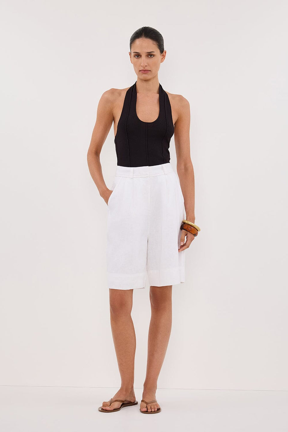 LISS WASHED BLACK HALTER KNIT TOP Clothing DISSH Boutiques 