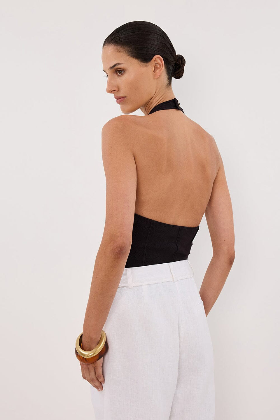 LISS WASHED BLACK HALTER KNIT TOP Clothing DISSH Boutiques 