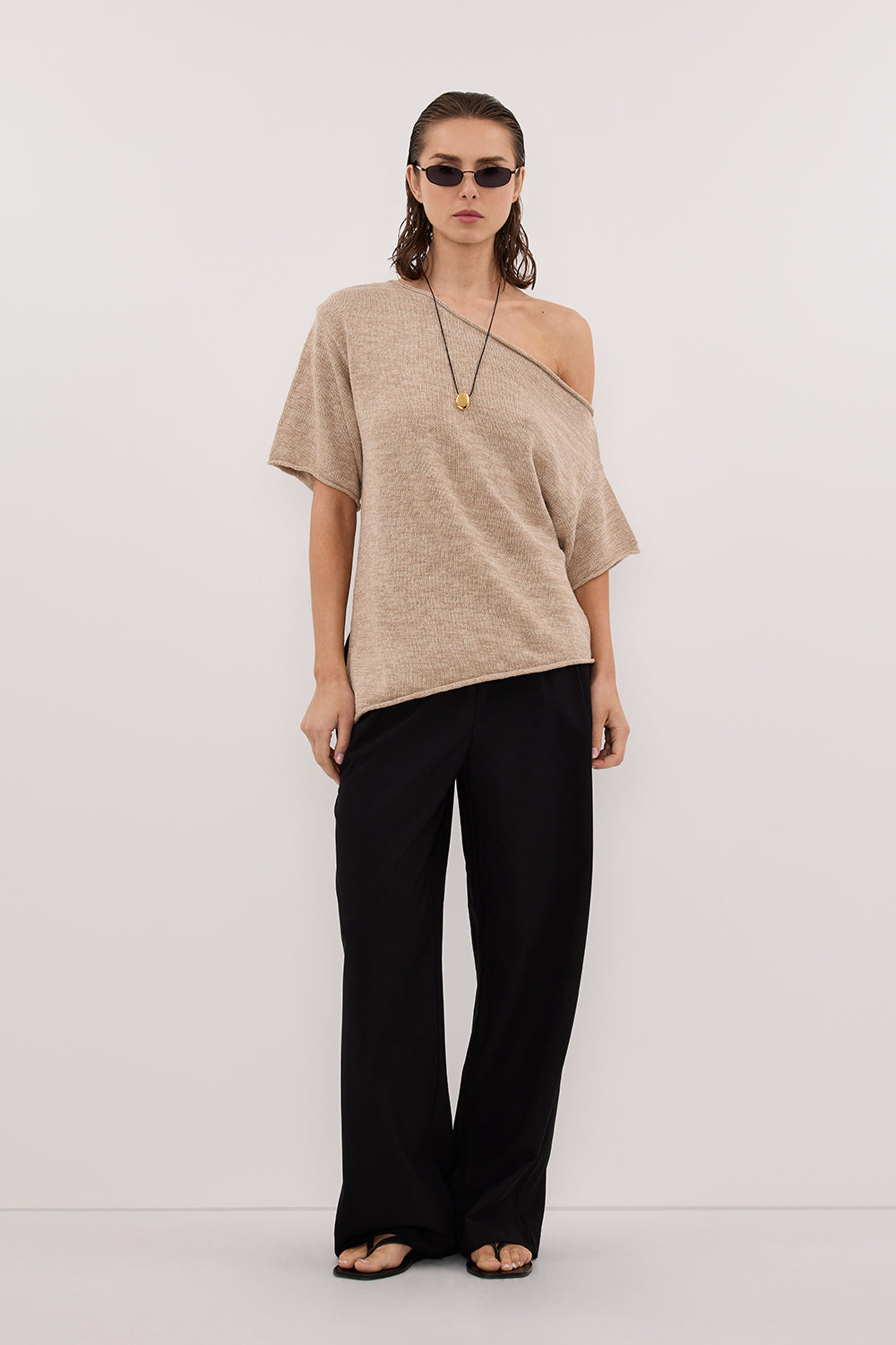 RICK NATURAL ASYM KNIT TOP Clothing DISSH Boutiques 