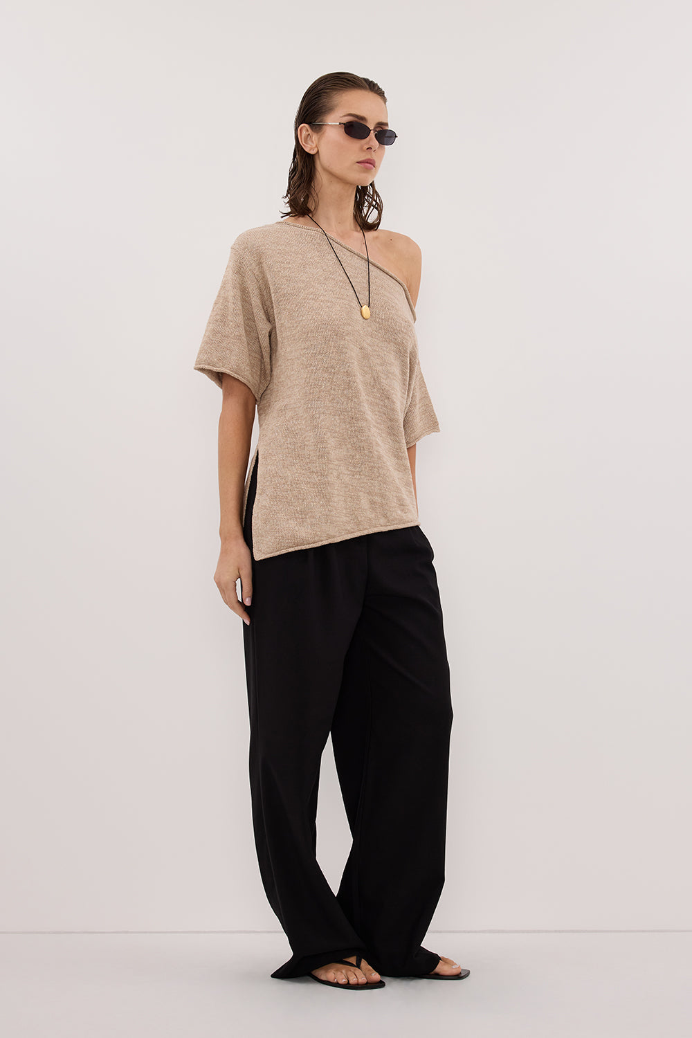 RICK NATURAL ASYM KNIT TOP Clothing DISSH Boutiques 