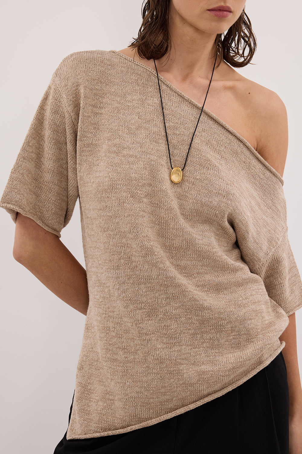 RICK NATURAL ASYM KNIT TOP Clothing DISSH Boutiques 
