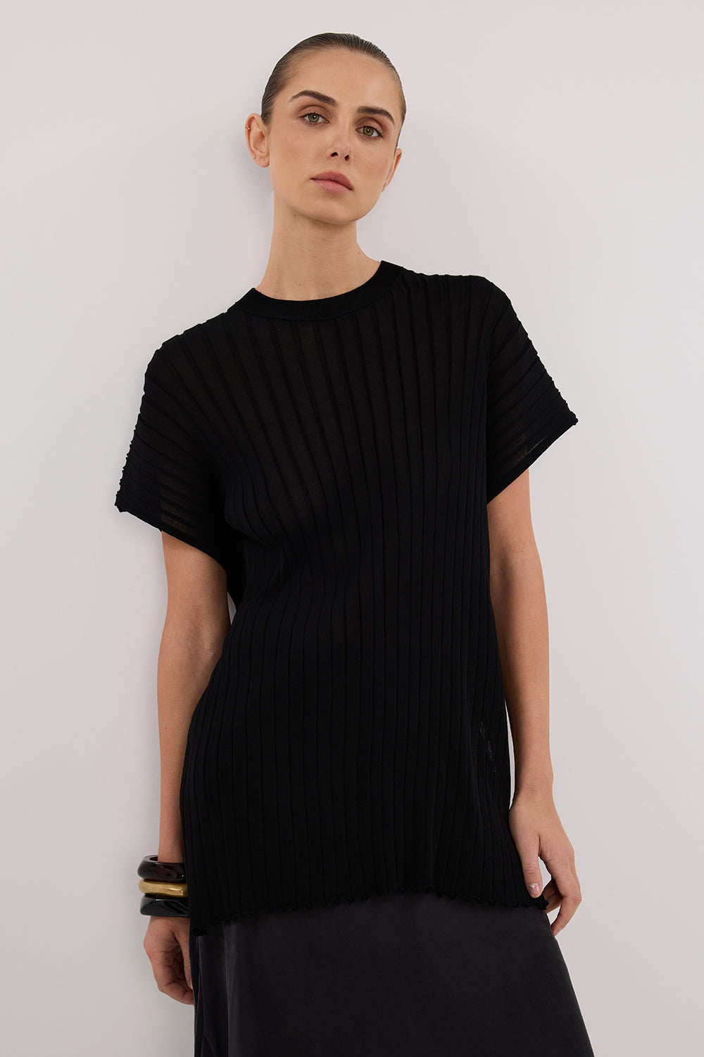 JADE BLACK SLEEVLESS KNIT TOP Clothing DISSH Boutiques 