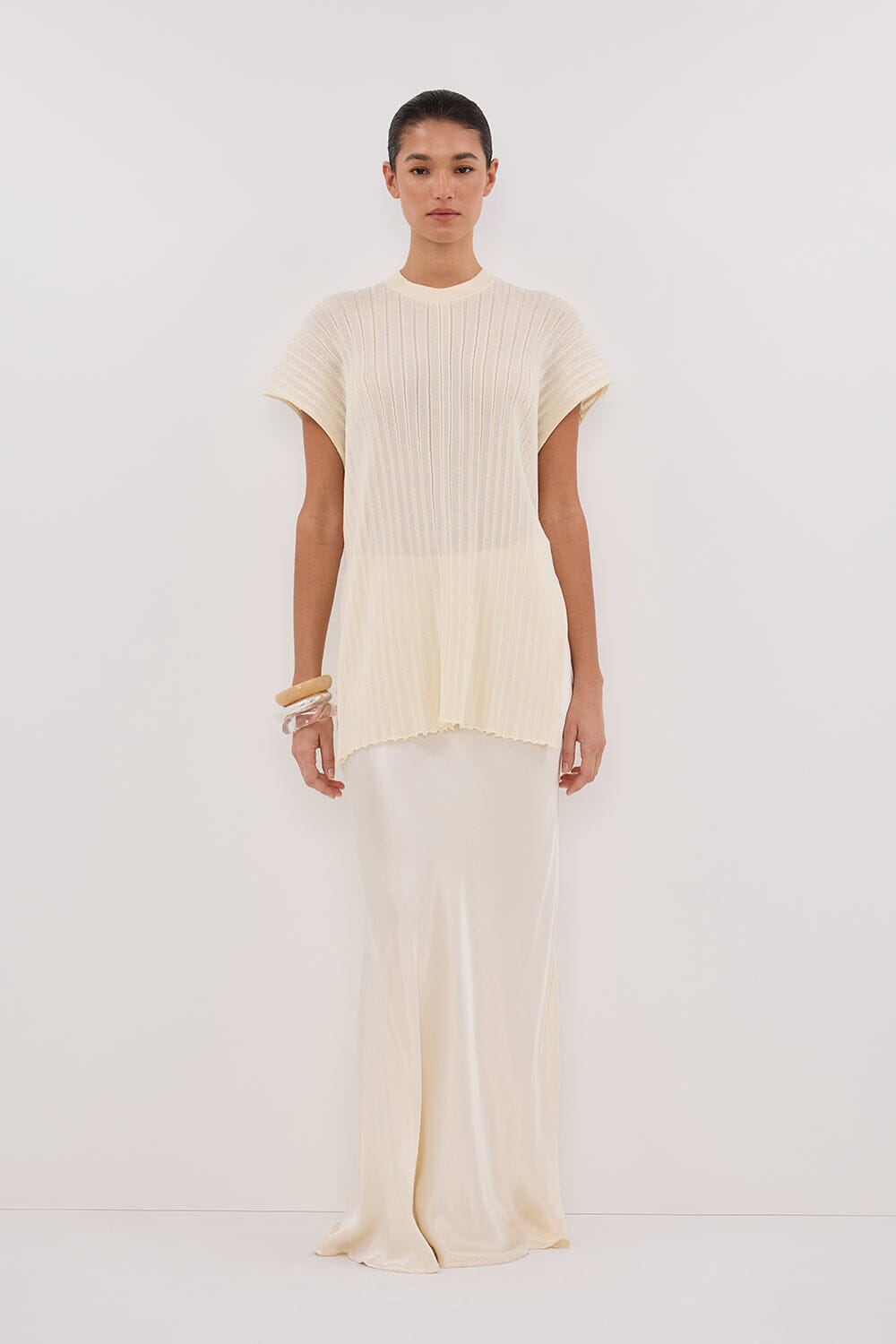 JADE CREAM SLEEVELESS KNIT TOP Clothing DISSH Boutiques XXS CREAM 