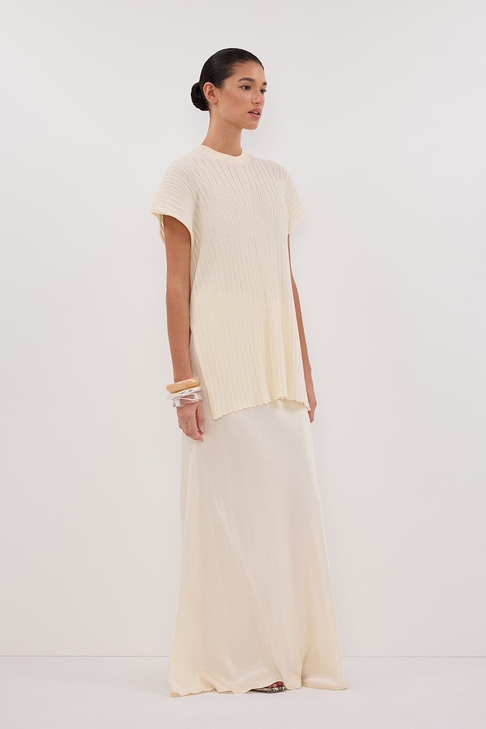 JADE CREAM SLEEVELESS KNIT TOP Clothing DISSH Boutiques 