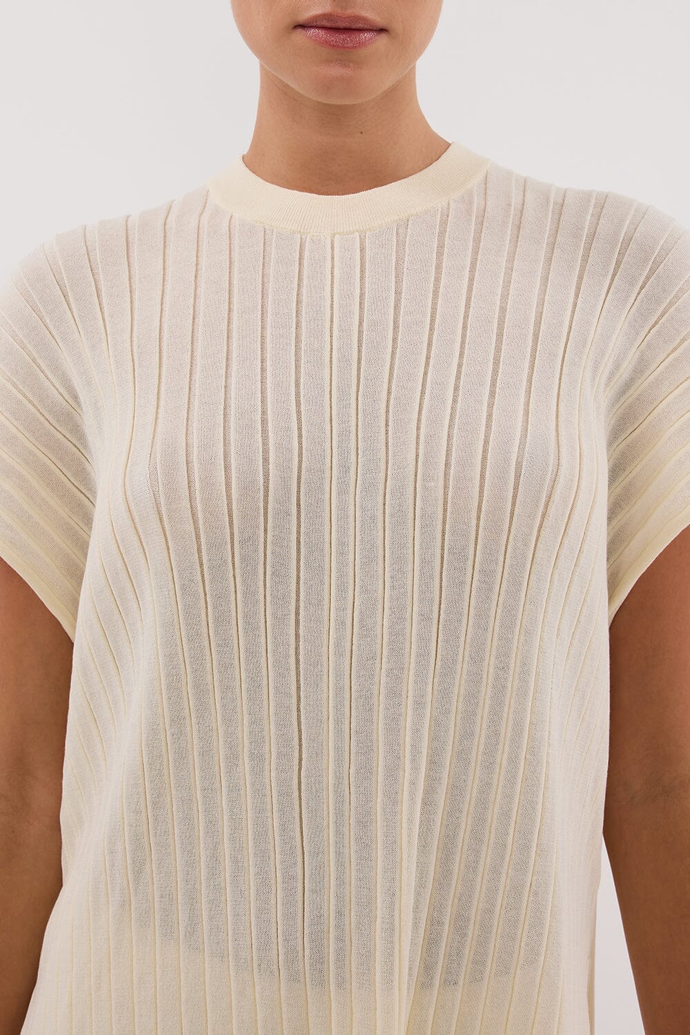 JADE CREAM SLEEVELESS KNIT TOP Clothing DISSH Boutiques 