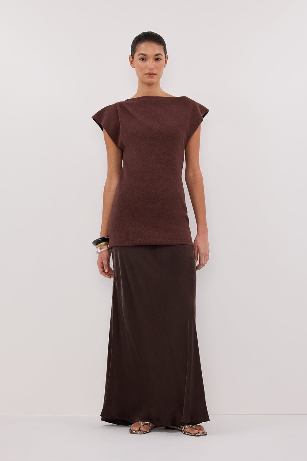 LIA WALNUT SLEEVELESS KNIT TOP Clothing DISSH Boutiques 
