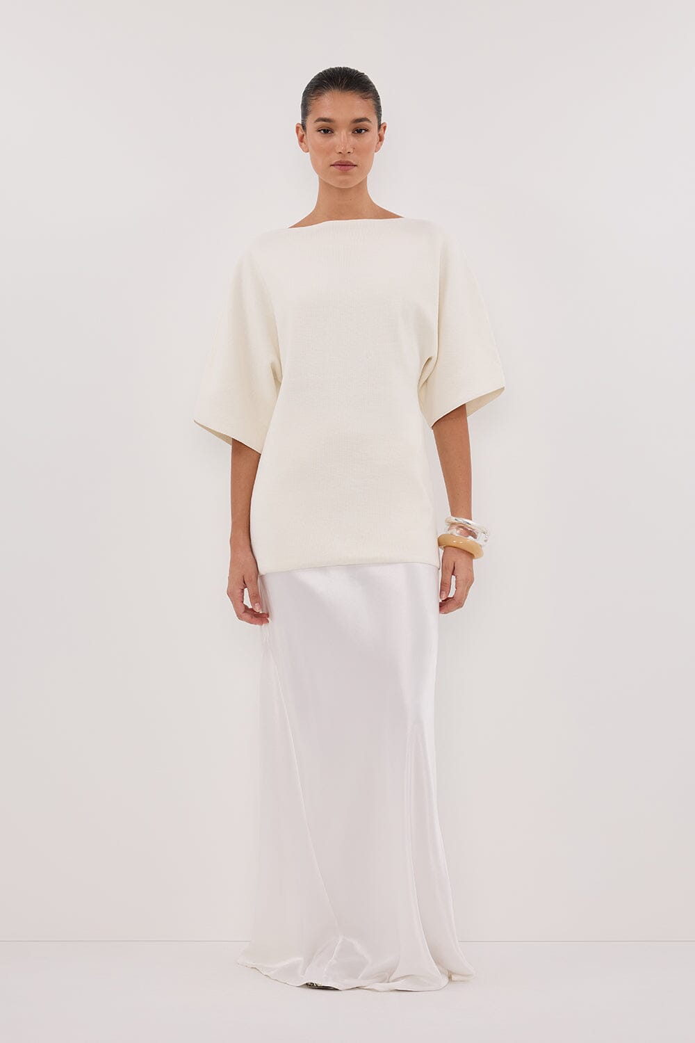 LIA IVORY SLEEVED KNIT TOP Clothing DISSH Boutiques 