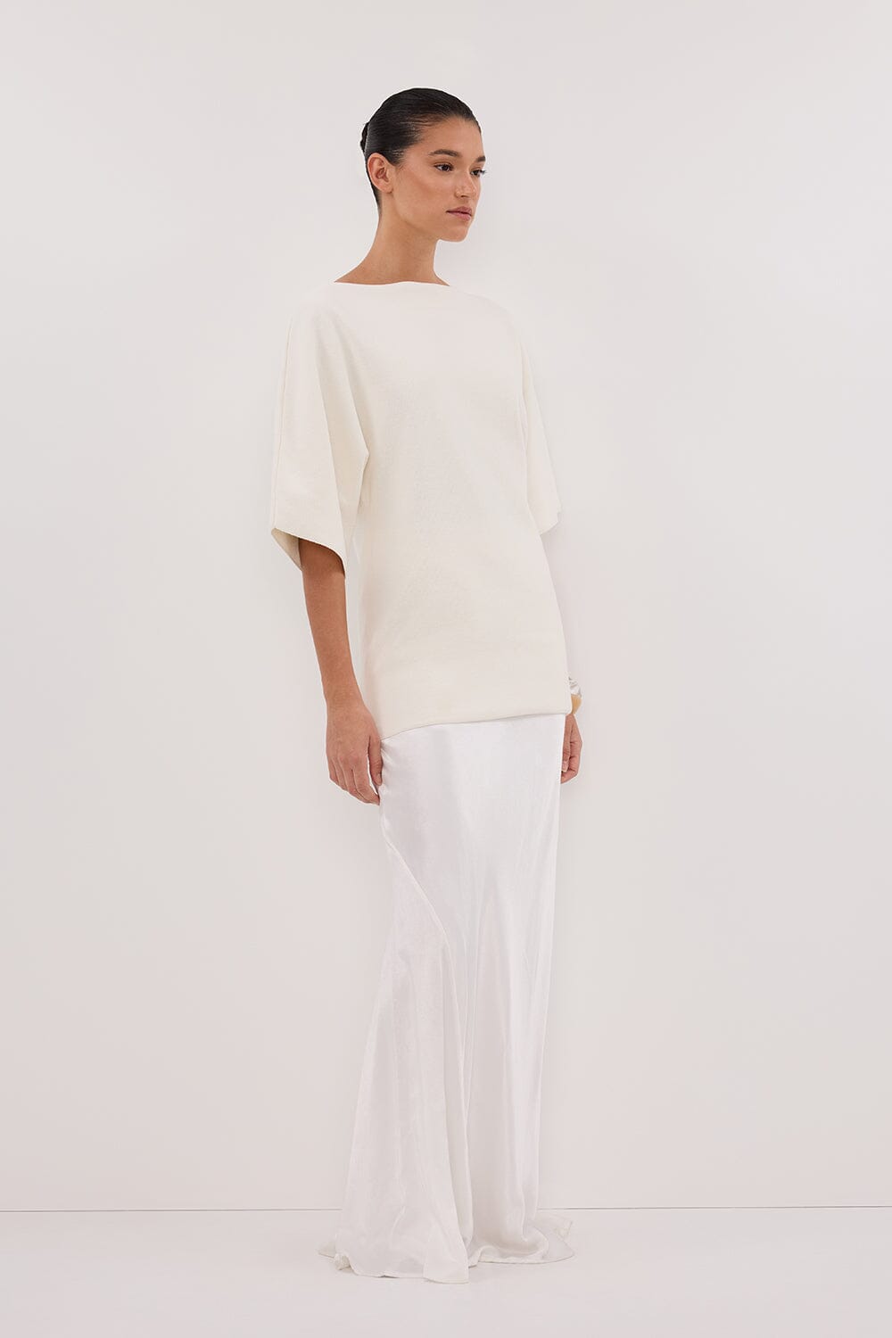 LIA IVORY SLEEVED KNIT TOP Clothing DISSH Boutiques 