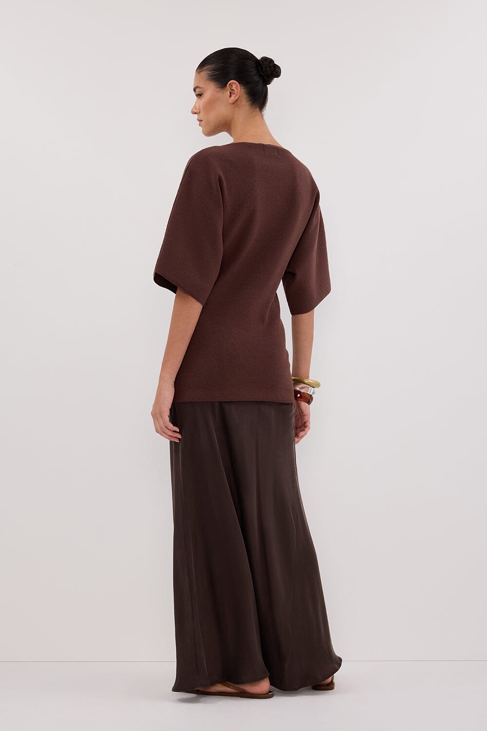 LIA WALNUT SLEEVED KNIT TOP Clothing DISSH Boutiques 