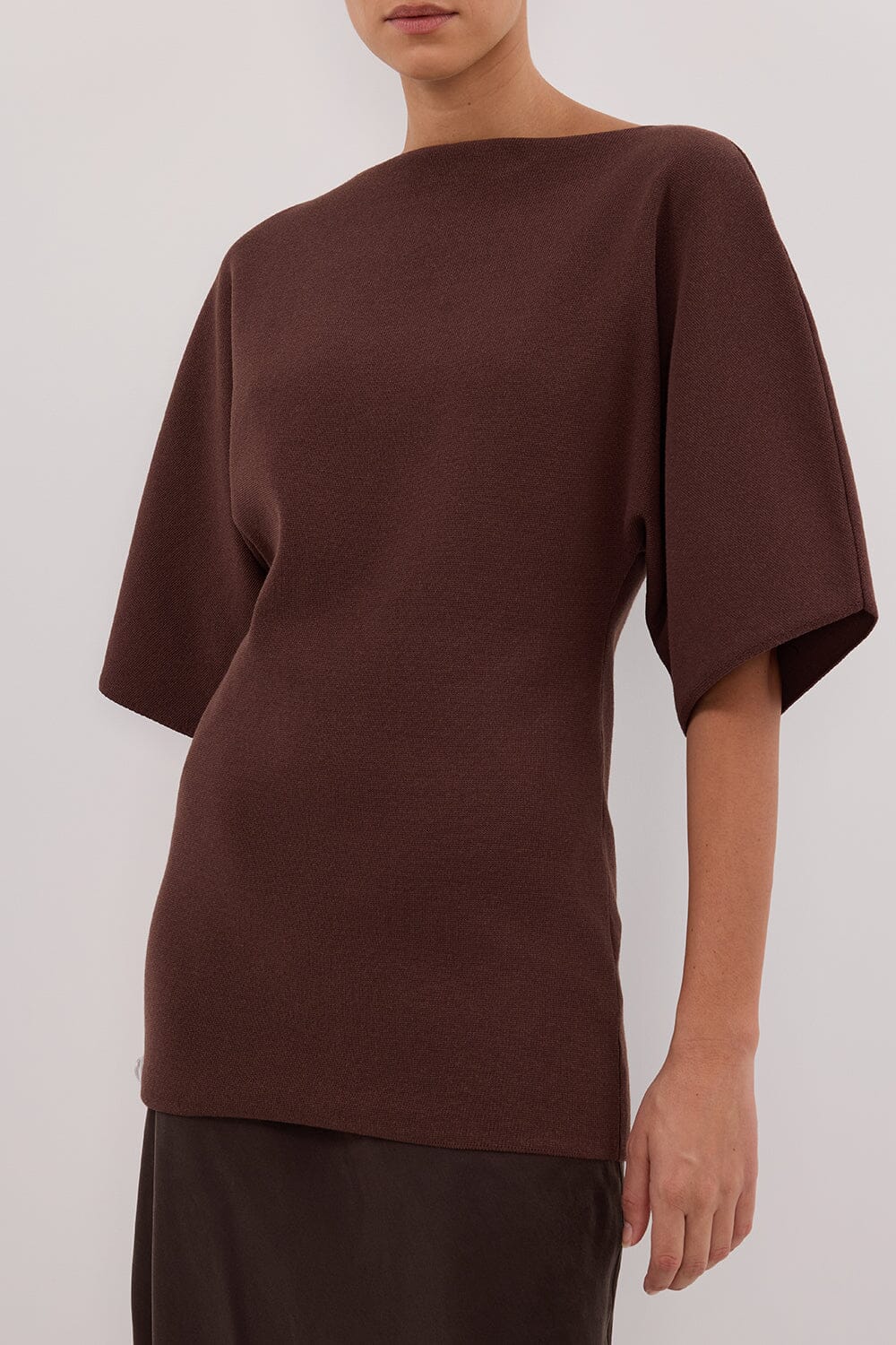 LIA WALNUT SLEEVED KNIT TOP Clothing DISSH Boutiques 