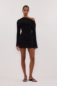 BOWIE BLACK LONG SLEEVE KNIT TOP