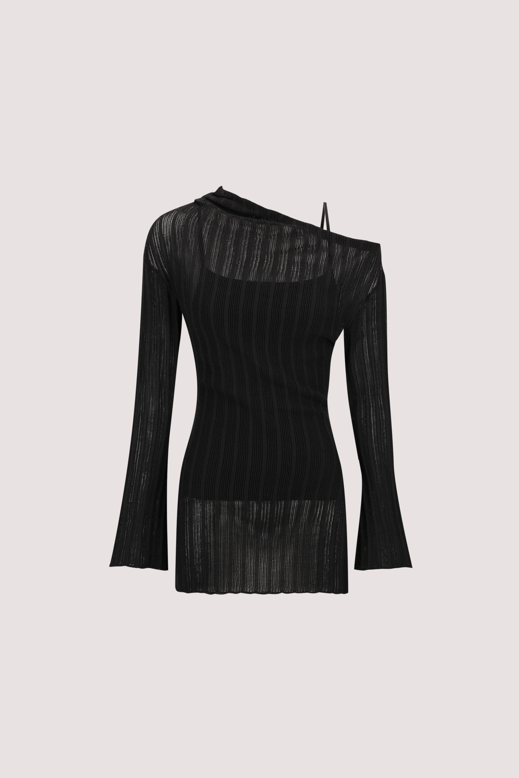 BOWIE BLACK LONG SLEEVE KNIT TOP Clothing DISSH Boutiques 