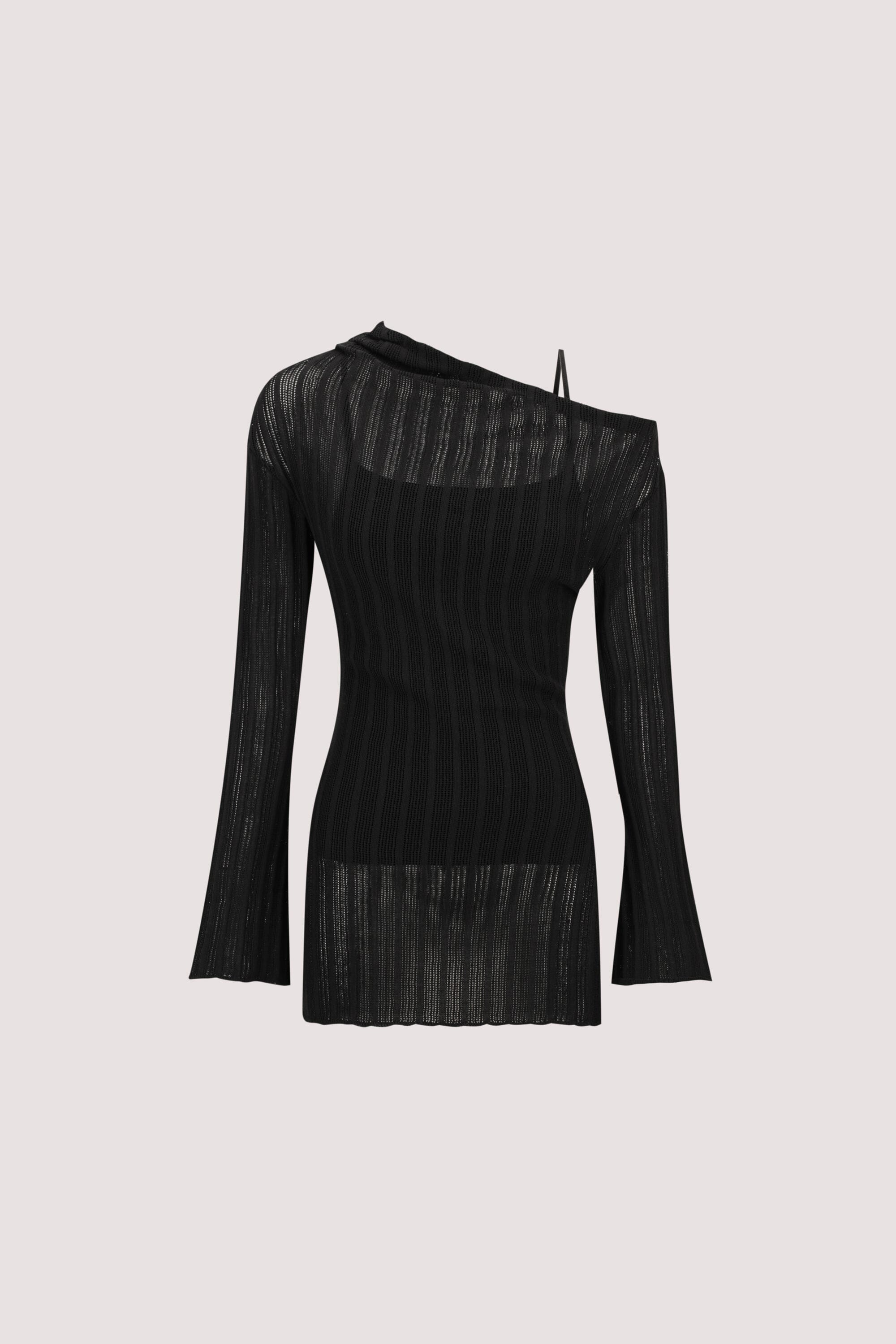 BOWIE BLACK LONG SLEEVE KNIT TOP Clothing DISSH Boutiques 