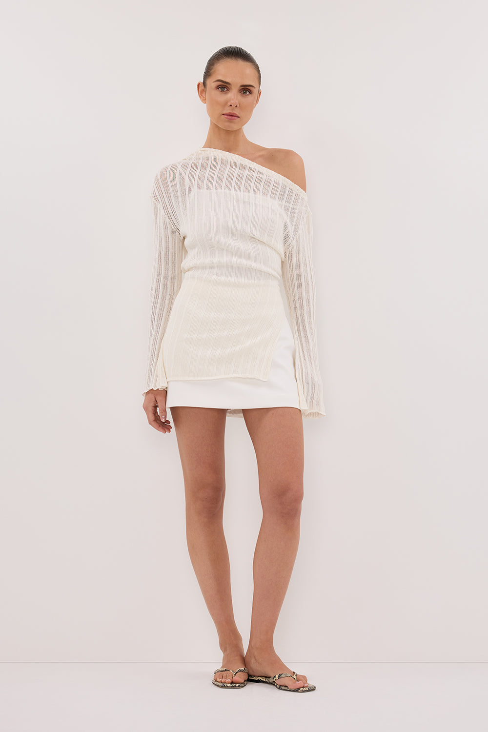 BOWIE IVORY LONG SLEEVE KNIT TOP Clothing DISSH Boutiques 