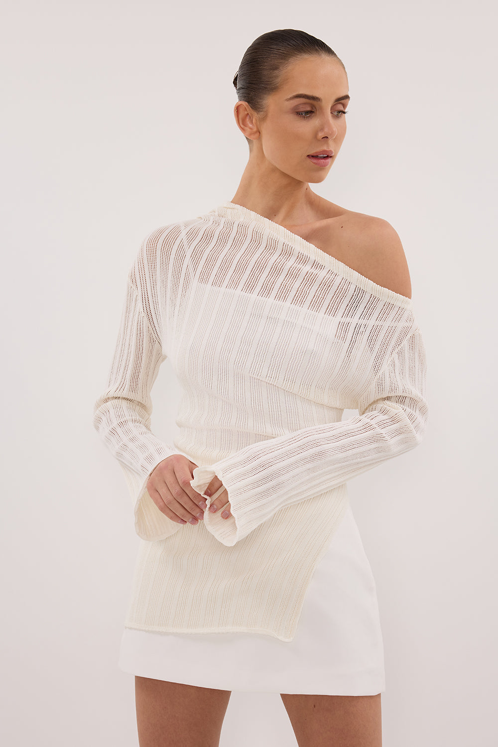 BOWIE IVORY LONG SLEEVE KNIT TOP Clothing DISSH Boutiques 