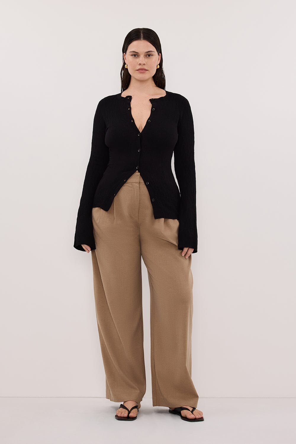 ALIAS BLACK LONG SLEEVE KNIT TOP Clothing DISSH Boutiques 