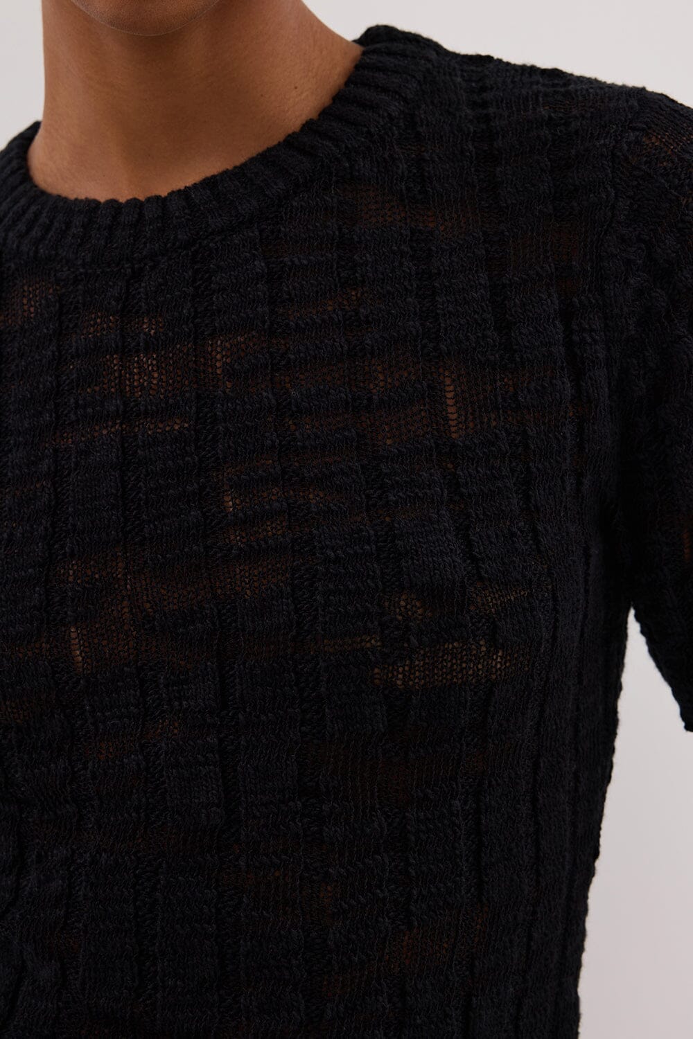 CIA BLACK CAP SLEEVE KNIT TEE Clothing DISSH Boutiques 