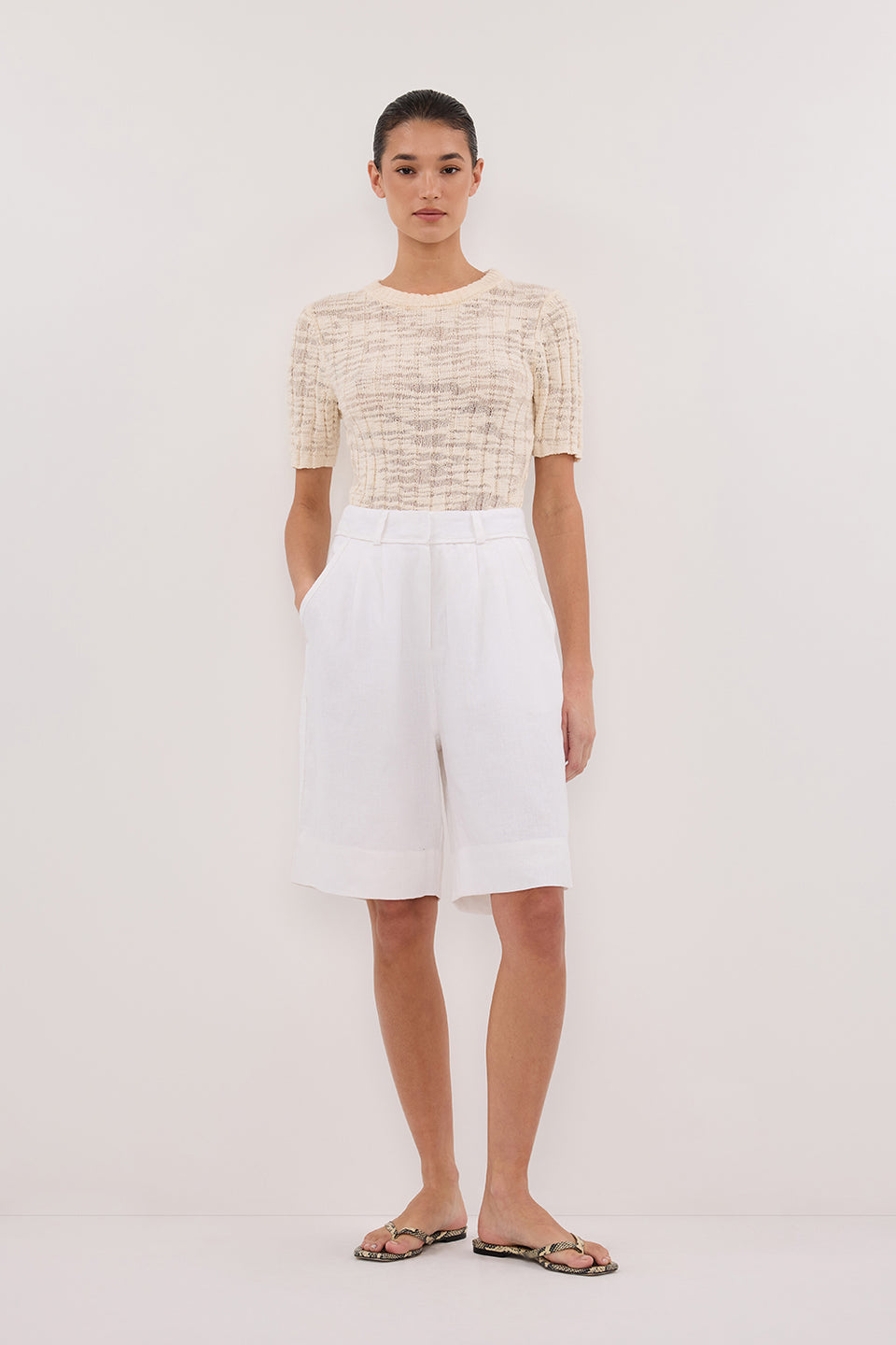 CIA NATURAL CAP SLEEVE KNIT TEE Clothing DISSH Boutiques 