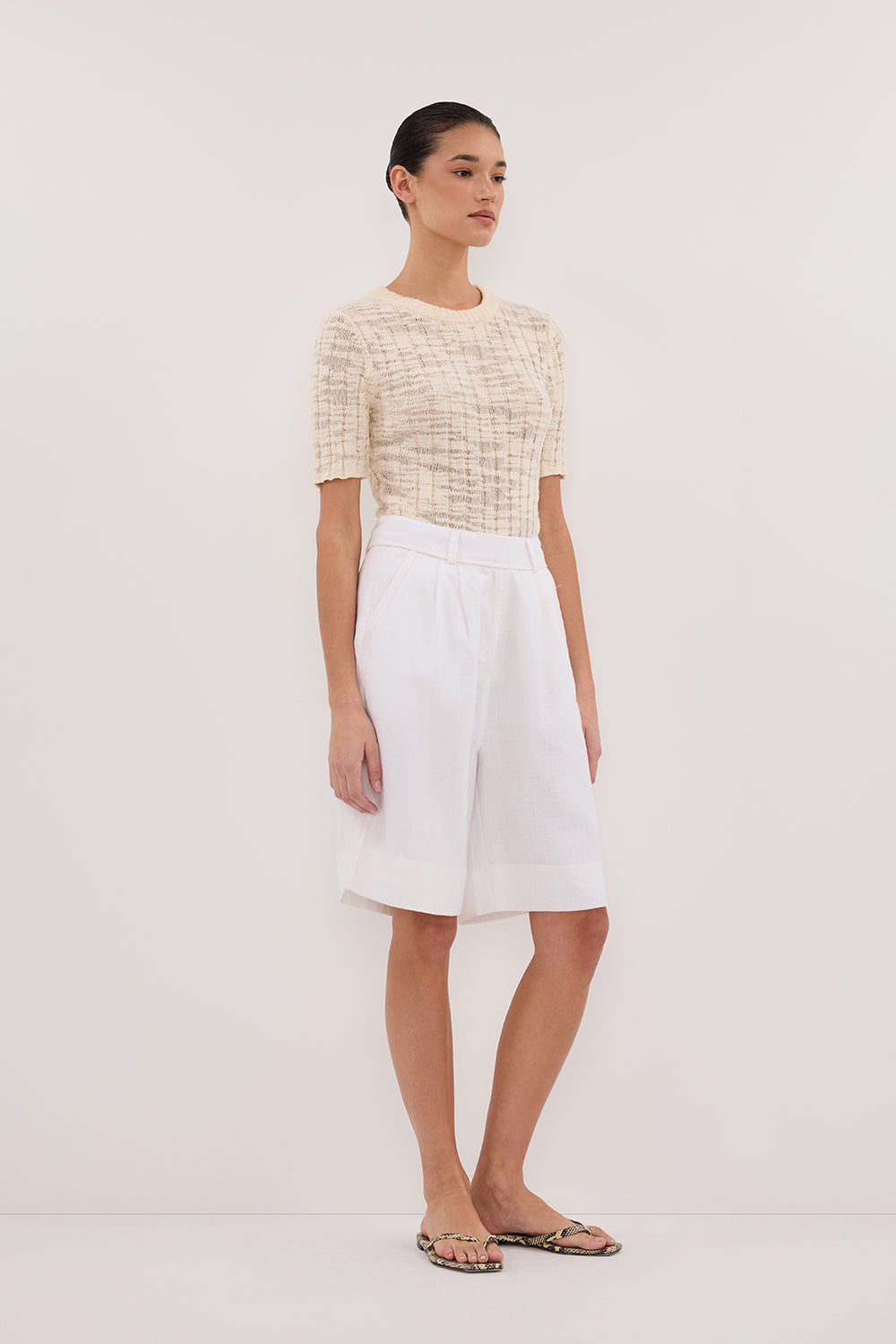 CIA NATURAL CAP SLEEVE KNIT TEE Clothing DISSH Boutiques 