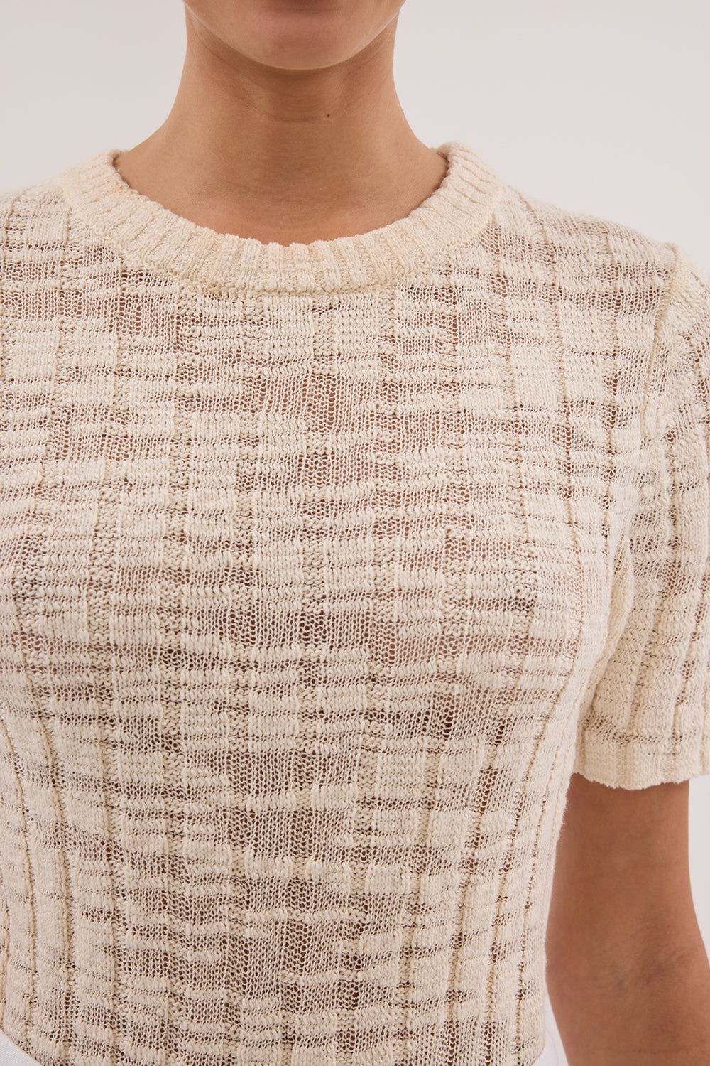 CIA NATURAL CAP SLEEVE KNIT TEE Clothing DISSH Boutiques 