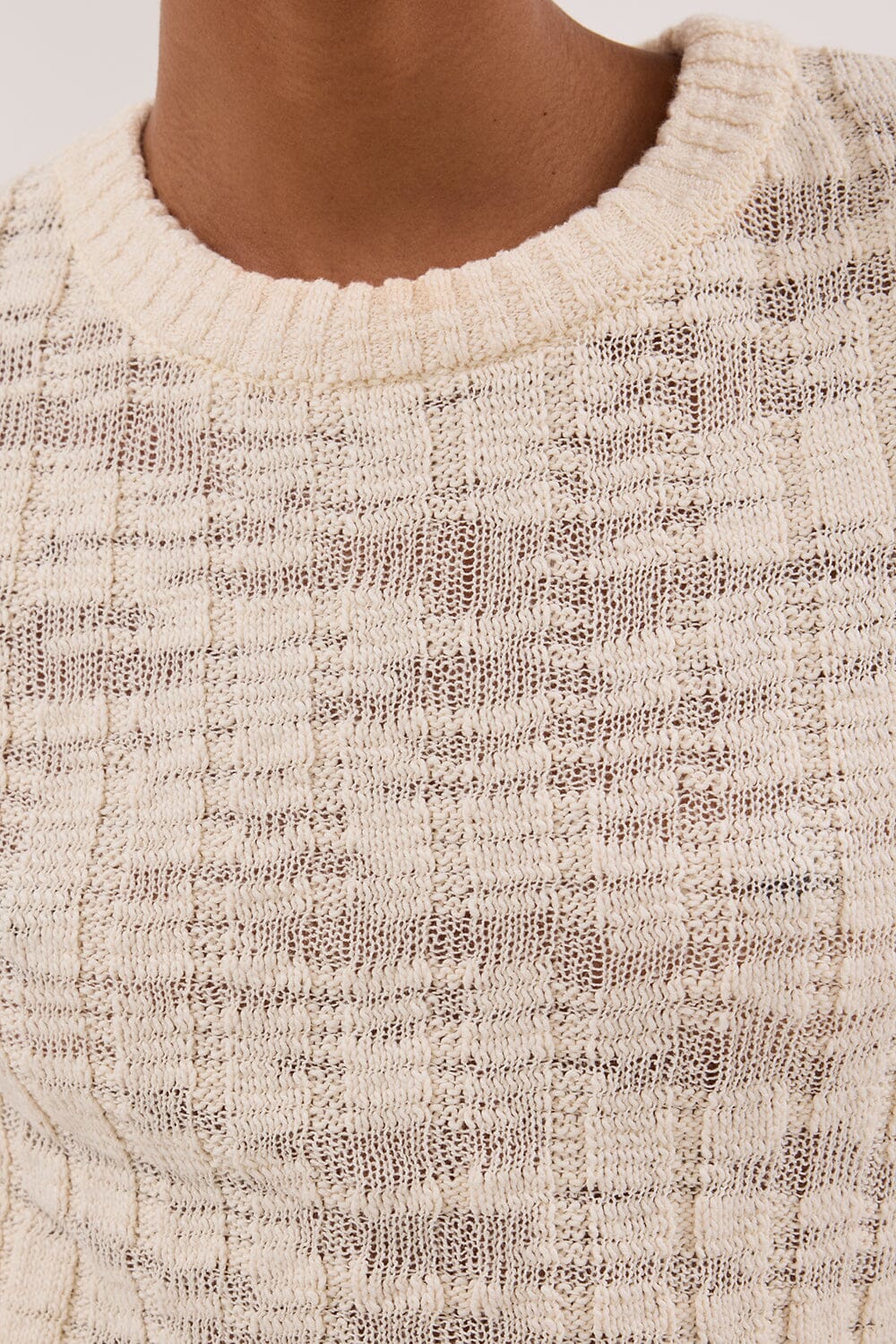 CIA NATURAL CAP SLEEVE KNIT TEE Clothing DISSH Boutiques 