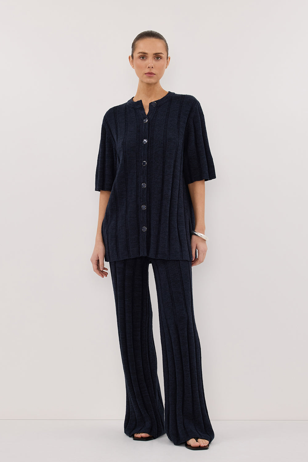 JAZZ INDIGO BUTTON KNIT SHIRT Clothing DISSH Boutiques XXL INDIGO 