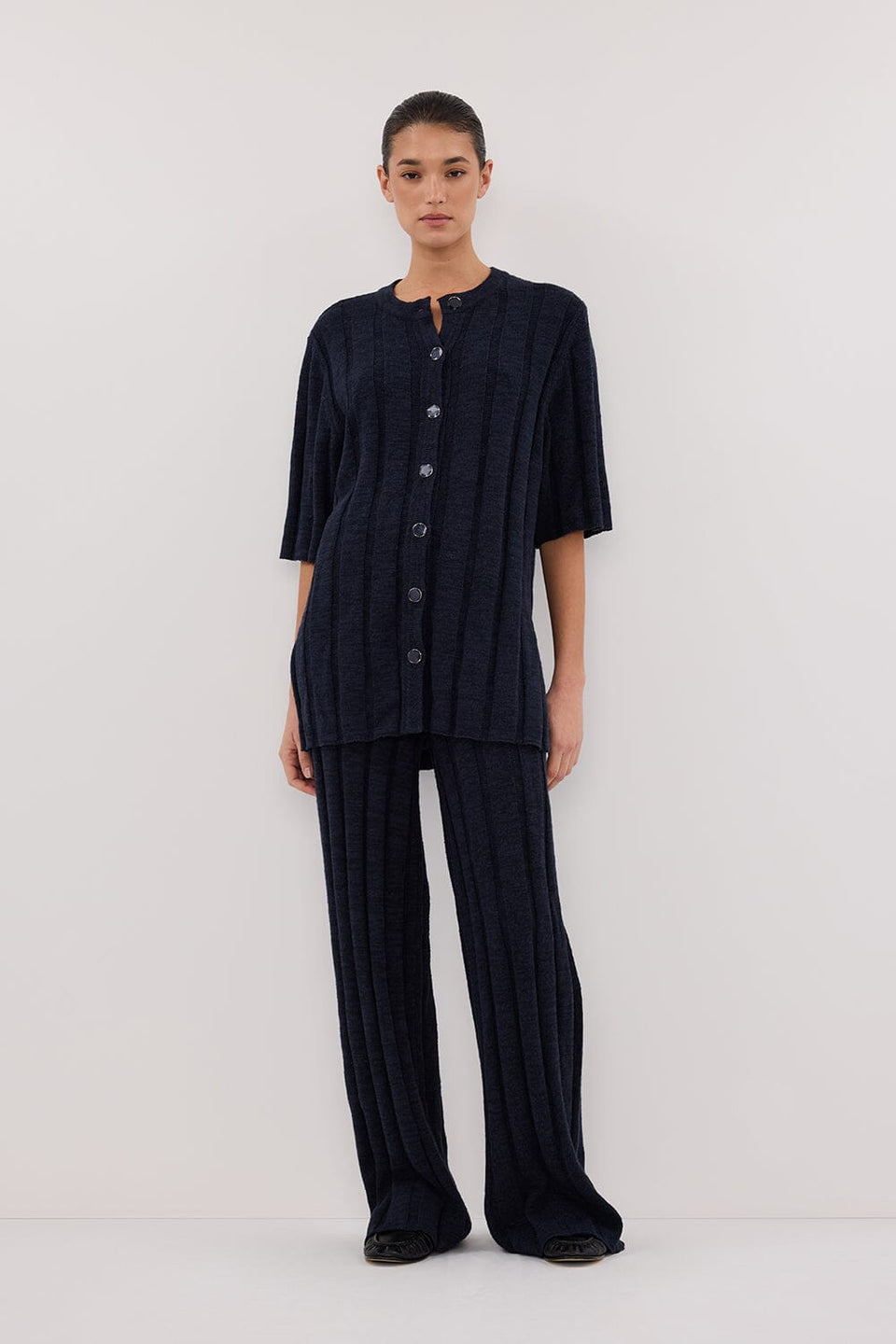 JAZZ INDIGO BUTTON KNIT SHIRT Clothing DISSH Boutiques XXL INDIGO 