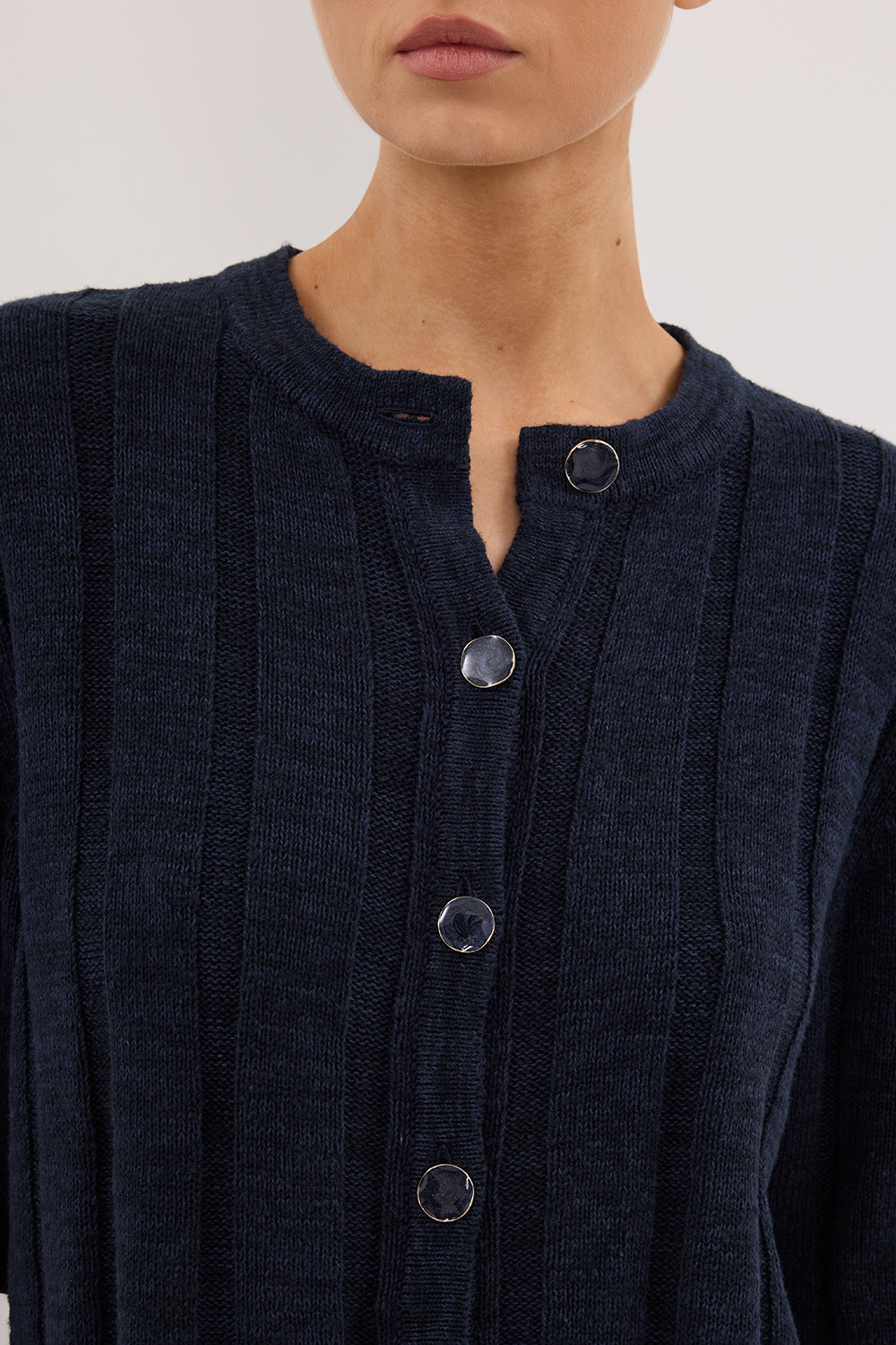 JAZZ INDIGO BUTTON KNIT SHIRT Clothing DISSH Boutiques 