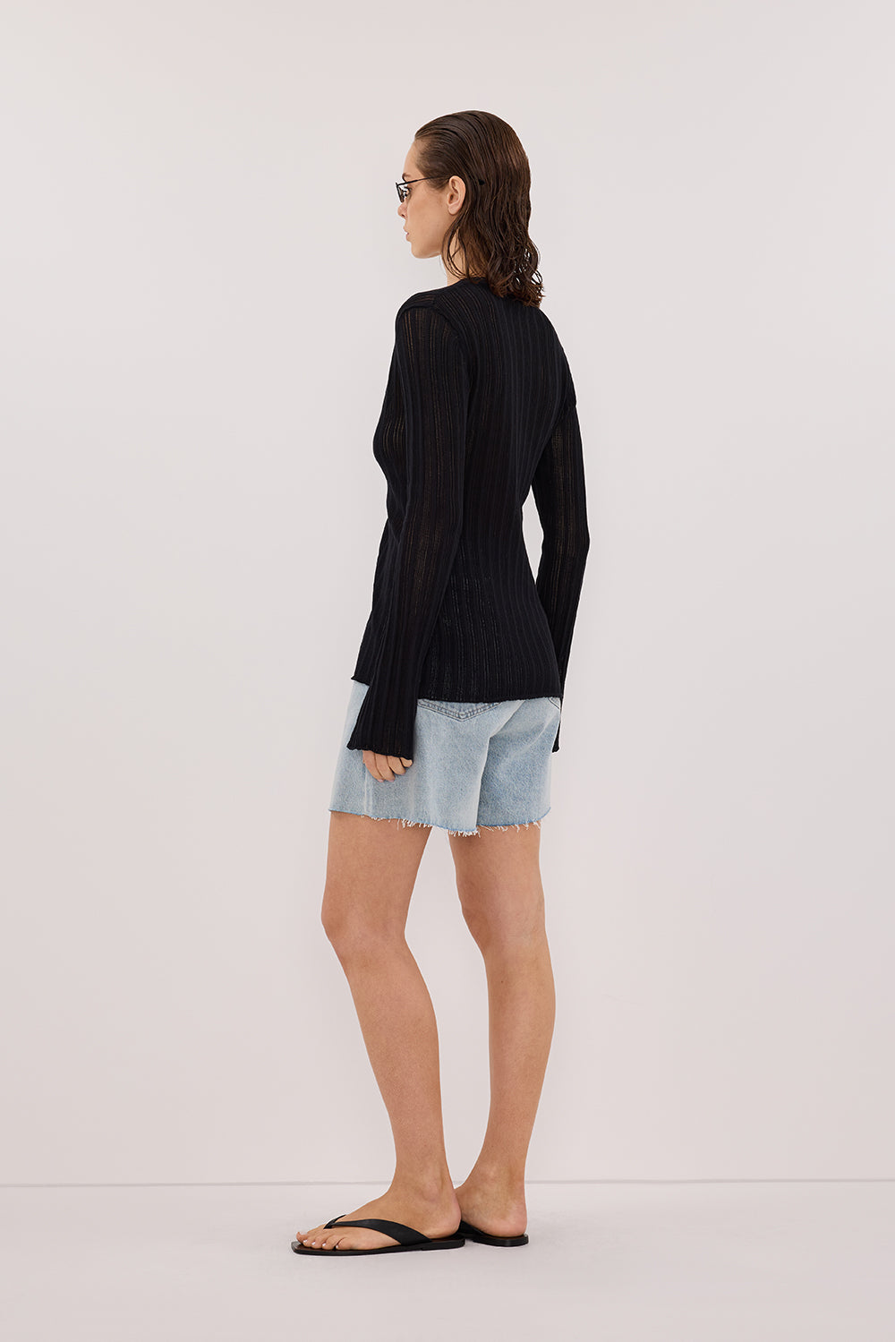 BOWIE BLACK BUTTON THROUGH KNIT TOP Clothing DISSH Boutiques 