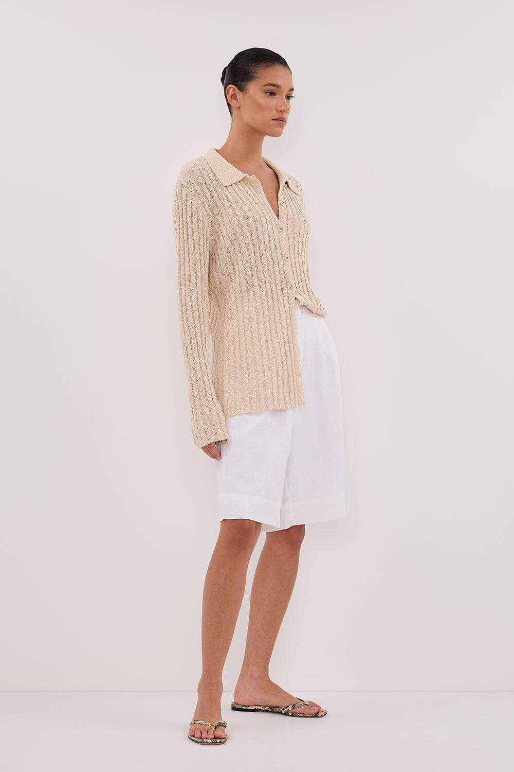 LEN NATURAL LONG SLEEVE KNIT TOP Clothing DISSH Boutiques 