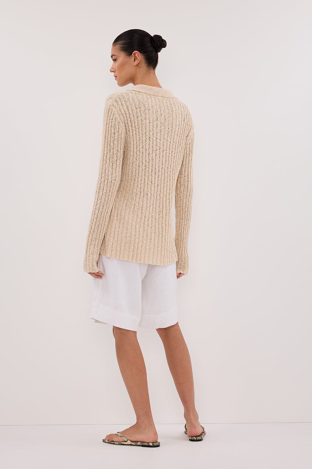 LEN NATURAL LONG SLEEVE KNIT TOP Clothing DISSH Boutiques 