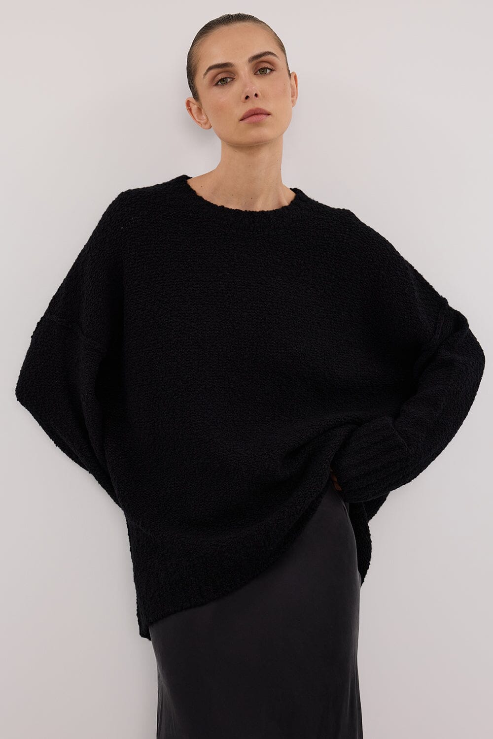 CICI BLACK LONGLINE JUMPER Clothing DISSH Boutiques XXS BLACK 