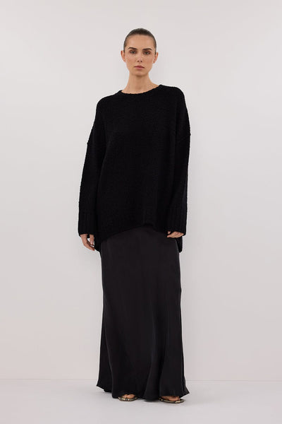 Stas wearing CICI BLACK LONGLINE JUMPER
