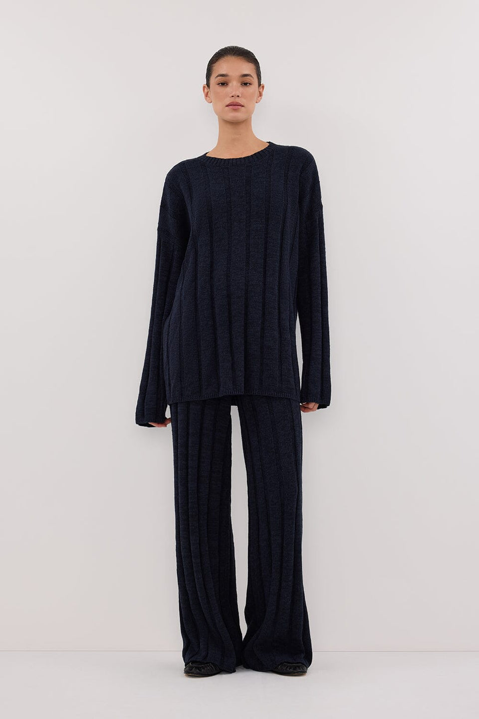 JAZZ INDIGO CREW NECK KNIT TOP Clothing DISSH Boutiques 
