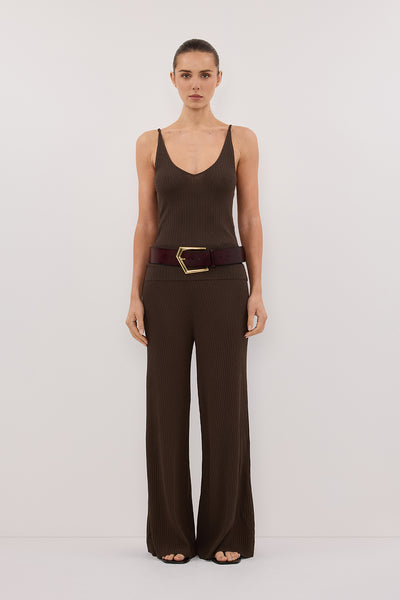 Stas wearing JOY DARK OLIVE TWIST KNIT TANK