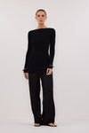 JOY BLACK LONGLINE KNIT TOP
