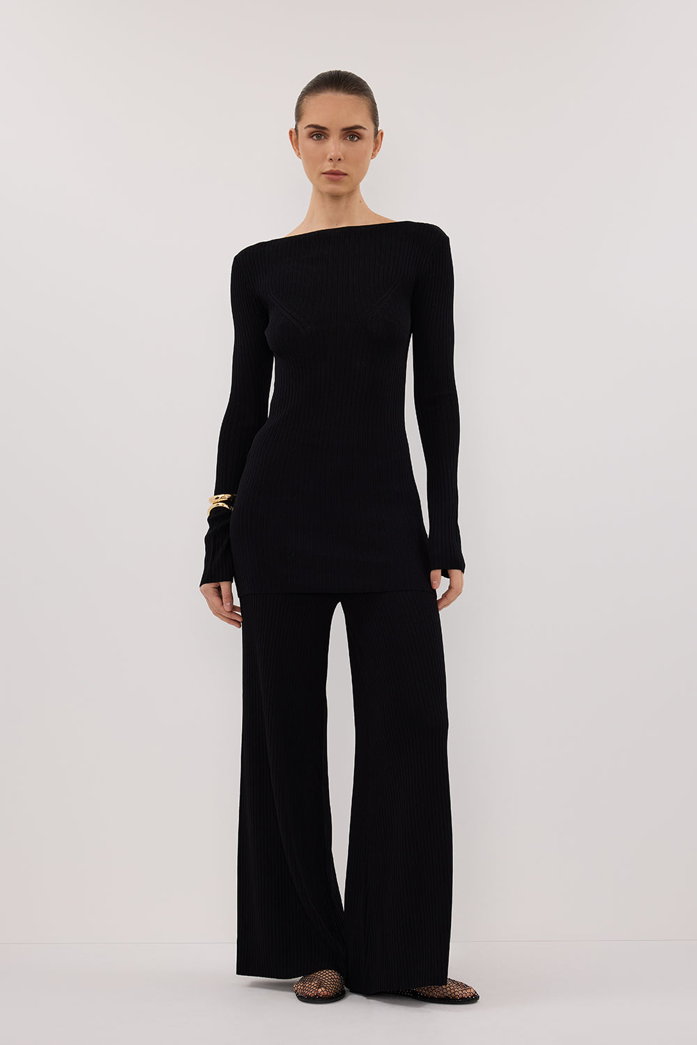 JOY BLACK LONGLINE KNIT TOP Clothing DISSH Boutiques 