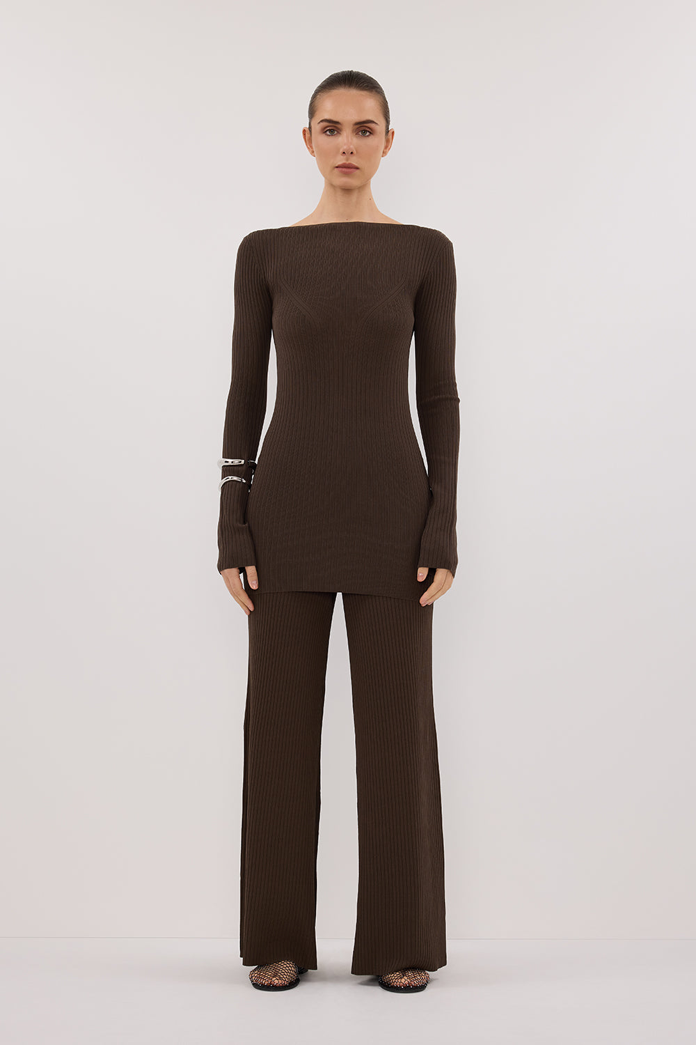 JOY DARK OLIVE LONGLINE KNIT TOP Clothing DISSH Boutiques 